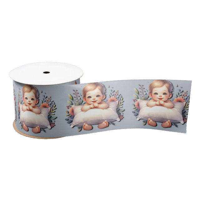 Precious Hands Baby Boy Satin Ribbon (Spool)