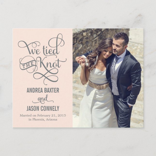 Precious Knot Wedding Announcement - Light Peach Postcard (Front)