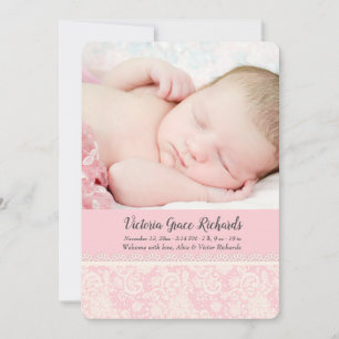 Precious Lace Photo Birth Announcement