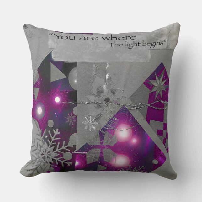 Precious Light – Purple Gem Throw Pillow (Front)