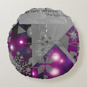 Precious Light – Violet Gem Round Pouf Cushion