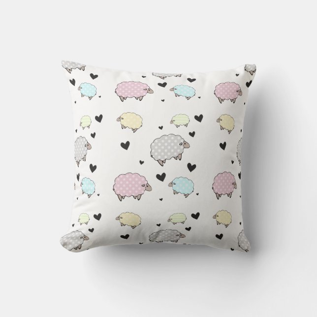 Precious Little Baby Sheep Pattern Cushion (Front)
