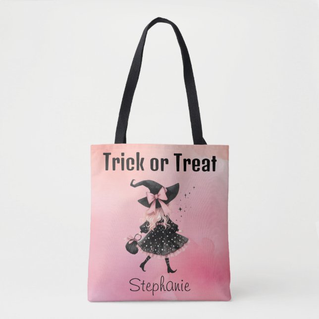 Precious Little Witch Halloween Trick or Treat  Tote Bag (Front)