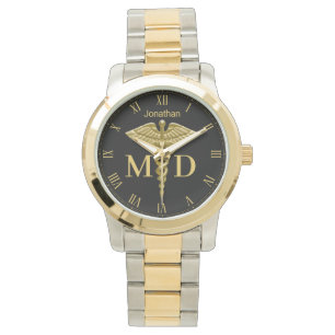 Precious Medical Gold Caduceus Medical Doctor MD W Watch