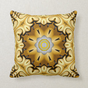 Precious Metal Gold Silver Vintage Kaleidoscope Cushion
