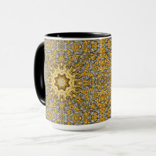 Precious Metal Gold  Silver Vintage Kaleidoscope Mug