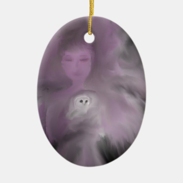 Precious Owl Angel Ceramic Tree Decoration (Front)