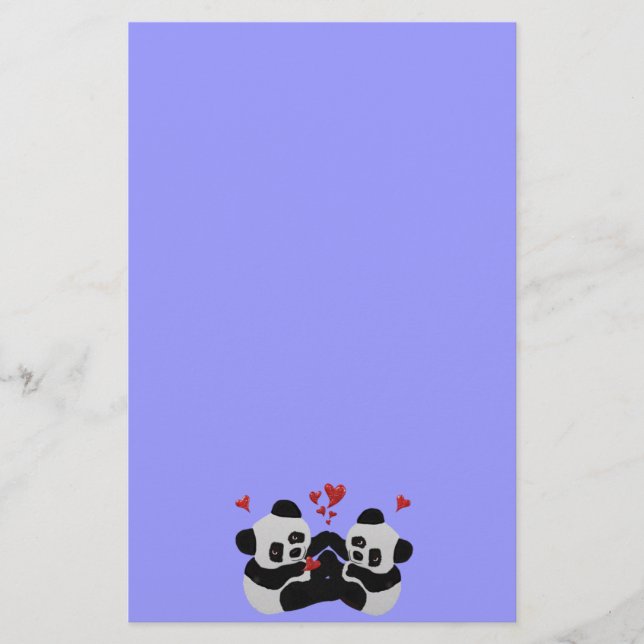 Precious Panda Hearts Stationery (Front)