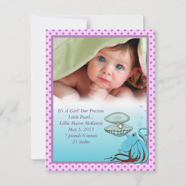 Precious Pearl Baby Girl Announcement (Front)