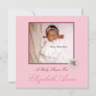 Precious Pink Girl Photo Baby Shower Invitation