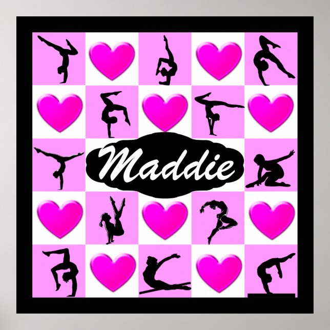PRECIOUS PINK HEART PERSONALIZED GYMNASTICS POSTER (Front)