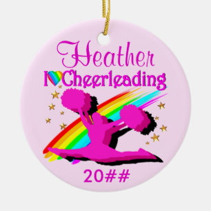 PRECIOUS PINK PERSONALIZED CHEERLEADER ORNAMENT