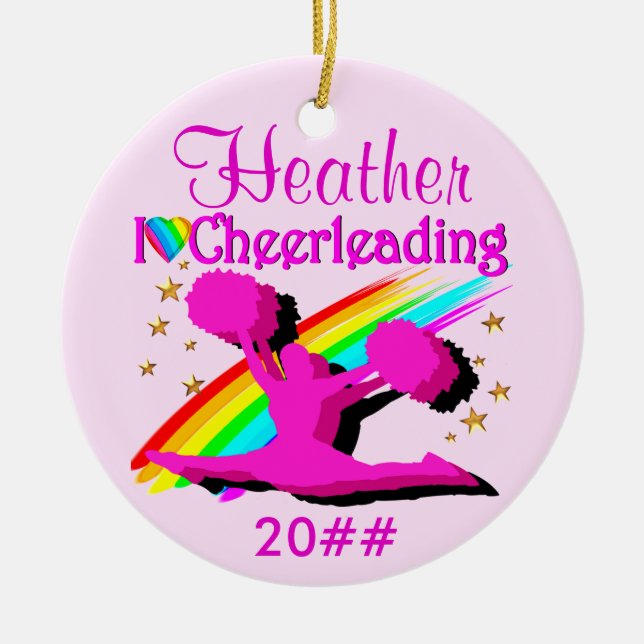 PRECIOUS PINK PERSONALIZED CHEERLEADER ORNAMENT (Front)