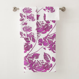 Precious Pink Rose Bath Towel Set
