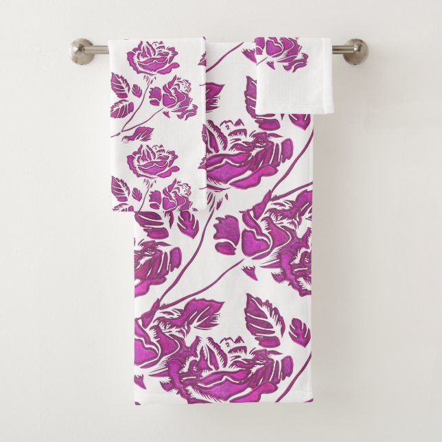Precious Pink Rose Bath Towel Set (Insitu)