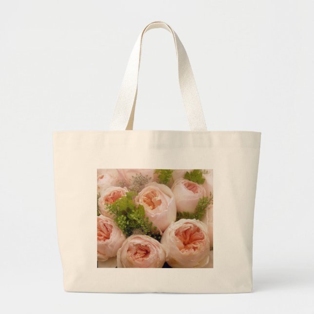 Precious Pink Roses Large Tote Bag (Front)