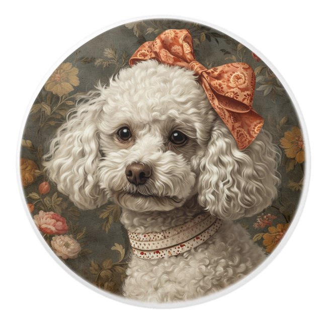 Precious Poodle  Ceramic Knob (Front)