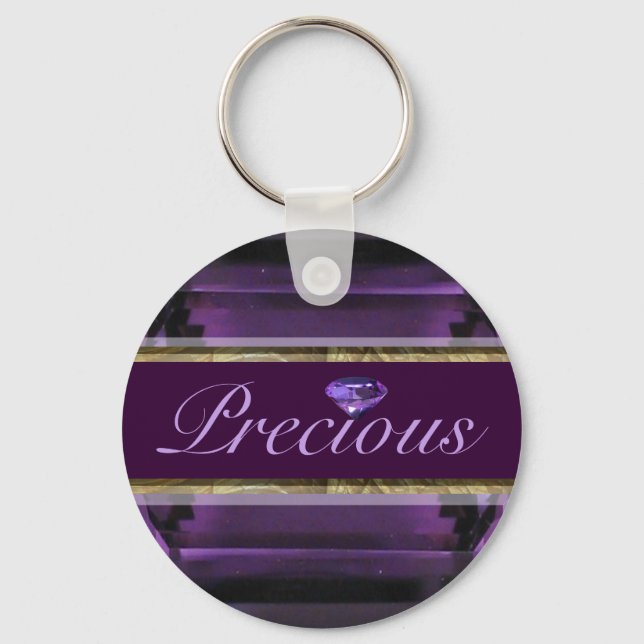 Precious  Purple, Violet Gem Design Key Ring (Front)
