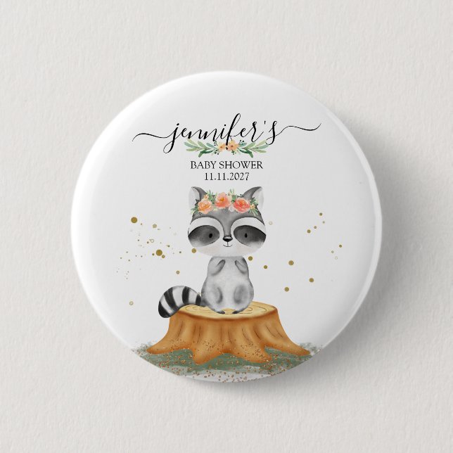 Precious Raccoon Wildlife Baby Show 6 Cm Round Badge (Front)