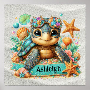 Precious Sea Turtle Theme Poster