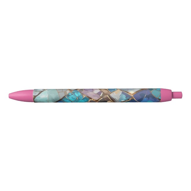 Precious stone  blue ink pen (Front)