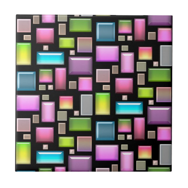 Precious stones and mother of pearl  ceramic tile (Front)