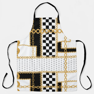 Precious stones, gold chains, seamless pattern. apron