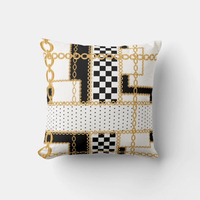 Precious stones, gold chains, seamless pattern. cushion (Front)