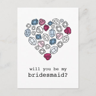 precious stones heart my bridesmaid vertical invitation postcard
