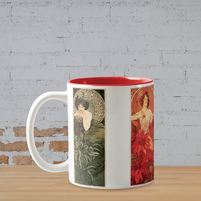 Precious Stones Illustrations Alphonse Mucha Two-Tone Coffee Mug (Creator Uploaded)