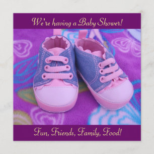 Precious Sweet Baby Shower Invitations Pink Shoes
