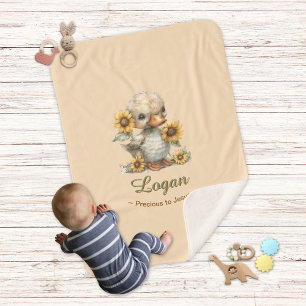 Precious to Jesus Personalised Baby Name Duck Sherpa Blanket