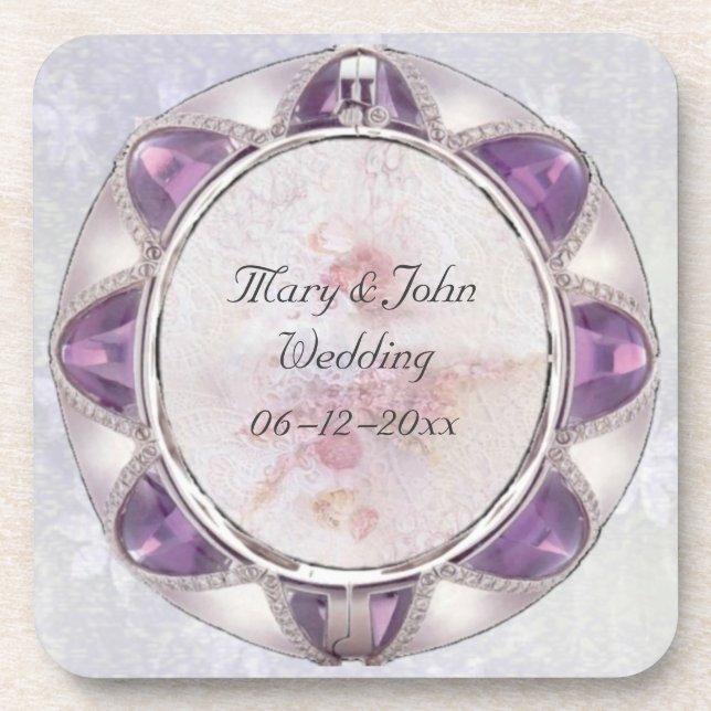 Precious Wedding Beverage Coaster (Front)