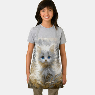 Precious White Kitten  Apron