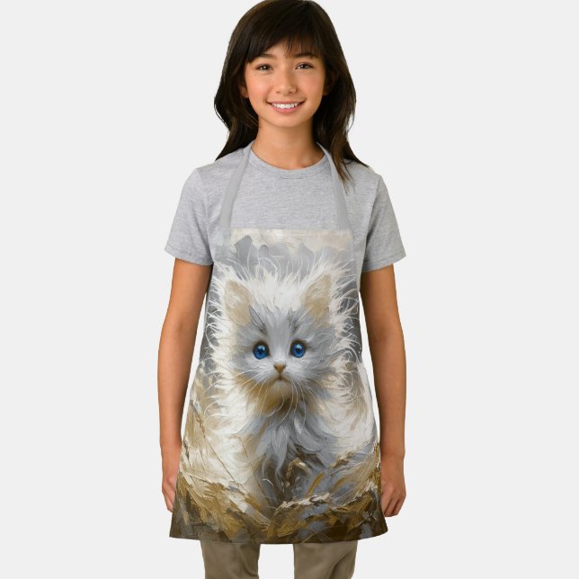 Precious White Kitten  Apron (Insitu)