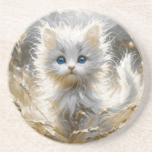 Precious White Kitten Coaster
