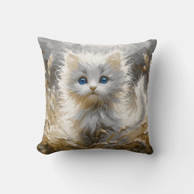 Precious White Kitten  Cushion (Front)