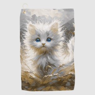Precious White Kitten Golf Towel