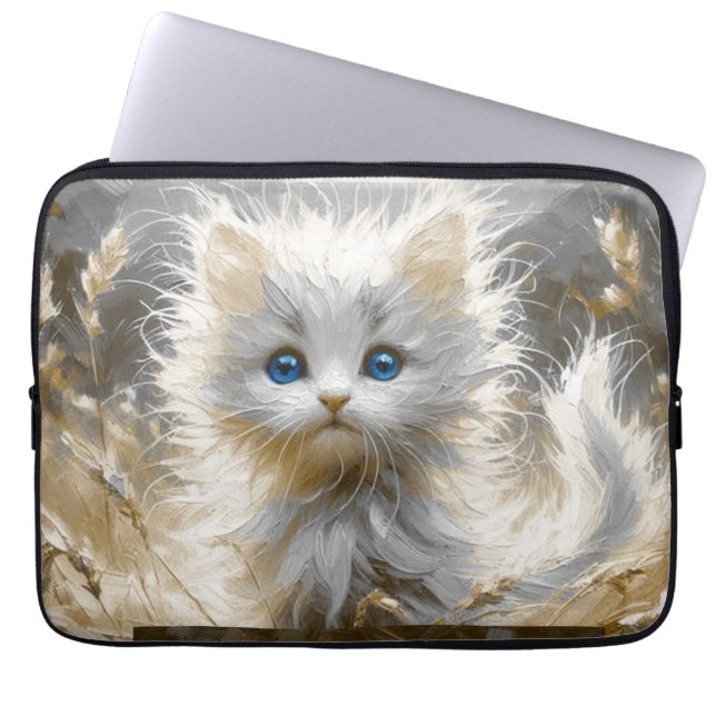 Precious White Kitten  Laptop Sleeve (Front)