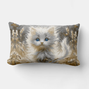 Precious White Kitten Lumbar Cushion