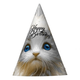 Precious White Kitten Party Hat