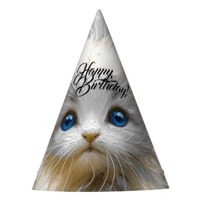 Precious White Kitten  Party Hat (Front)
