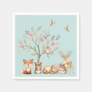 Precious Woodland Animals Baby Shower Napkin