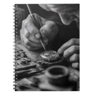 Precise Hands Black White Watchmaker Notebook