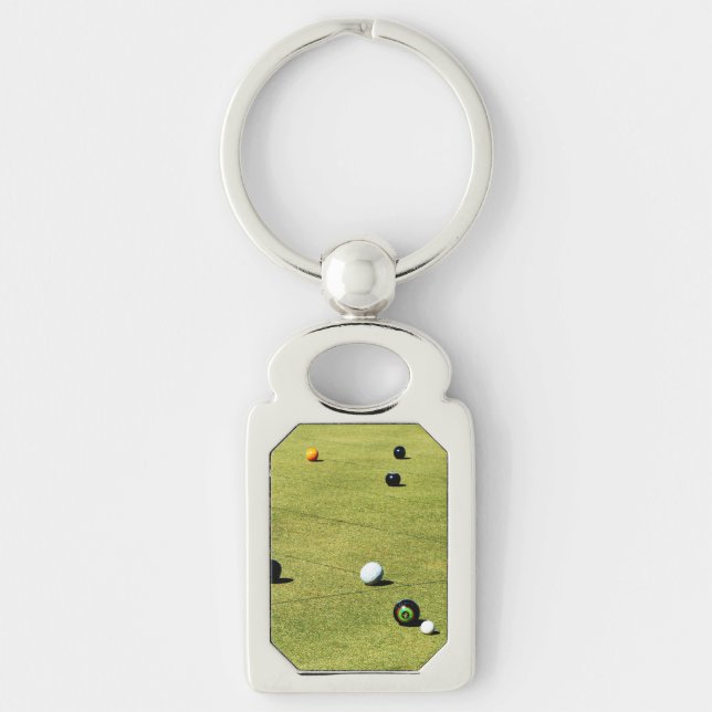 Precision and Strategy: Lawn Bowl Competition Game Key Ring (Front)