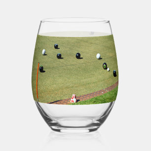 Precision and Strategy: Lawn Bowl Competition Game Stemless Wine Glass