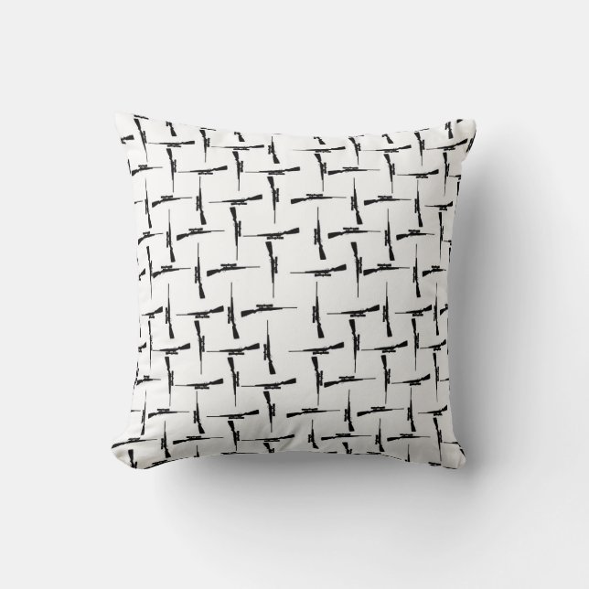 Precision Pursuit: Hunting Motif Black and White P Cushion (Front)