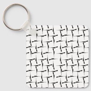 Precision Pursuit: Hunting Motif Black and White P Key Ring