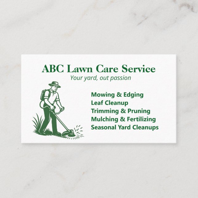 Precision Trim Lawn Care  Business Card (Front)