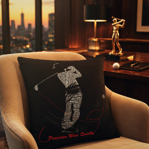 Precision Wins Quietly Golf Word Art Cushion